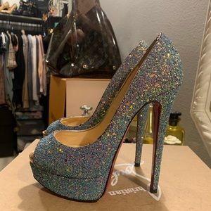 Christian Louboutin Dragonfly Peep toe glitter